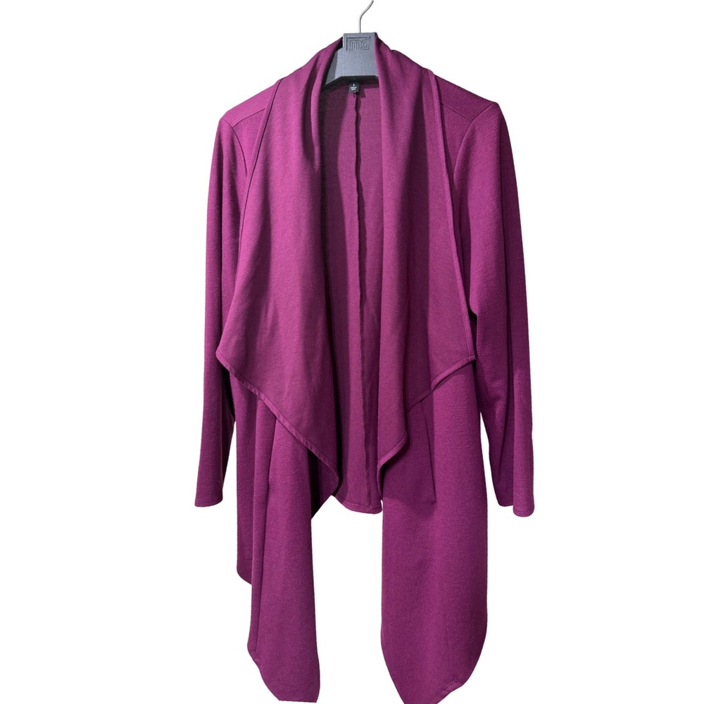 Torrid Size 1 Magenta Purple Waterfall Drape Open Front Cardigan Plus Size Knit